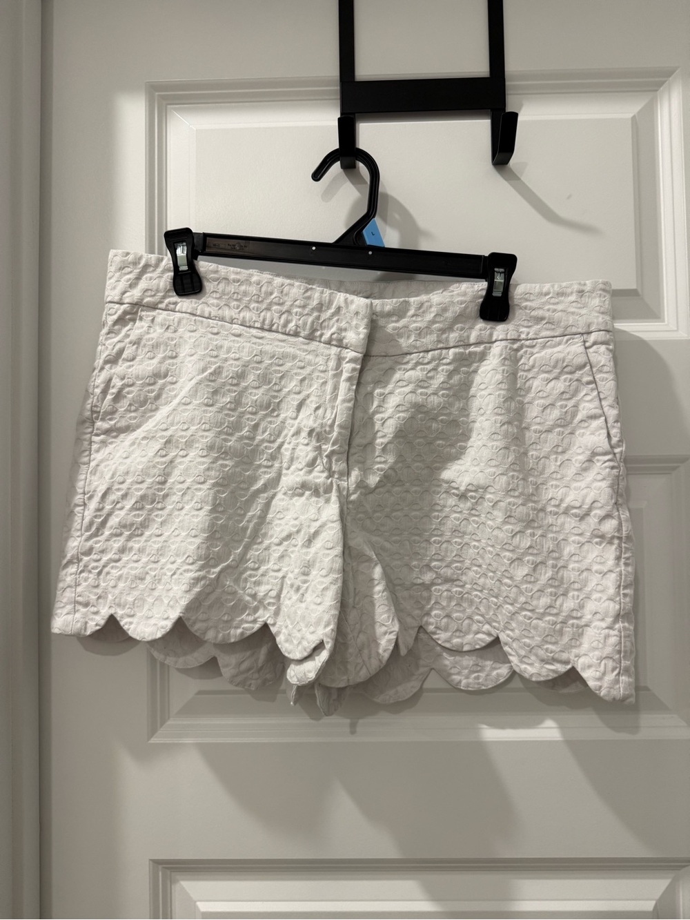 crown & ivy White High-Waist Scallop Eyelet Shorts